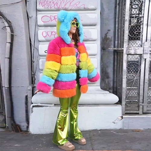 Fashion Women Colorful Natural Fox Fur Hood Coat Real Fur Jackets Thick Overcoat - Picture 2 of 5