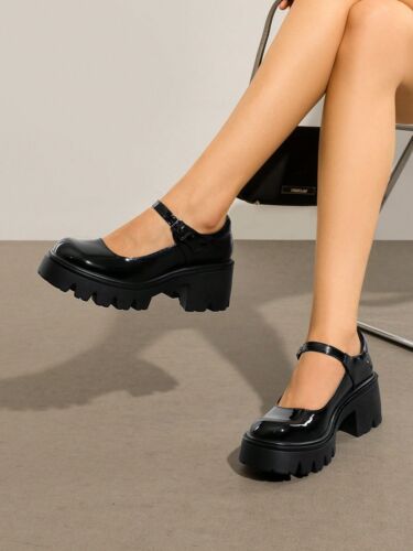 Women's Mary Jane Shoes For Women,Platform Dress Low Heel Chunky-JZH7