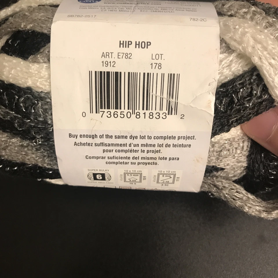  Red Heart Bouquet Hip Hop Sashay Yarn 3.5 oz 30 yd. black gray White Silver New - Image 4 of 4