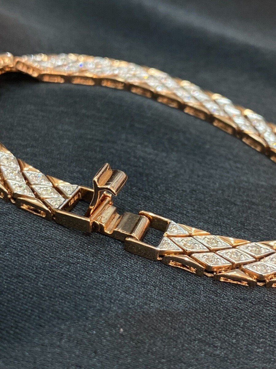 Bracelet Tennis Diamants 1,55 Carats Or Rose 14K – Pour Homme