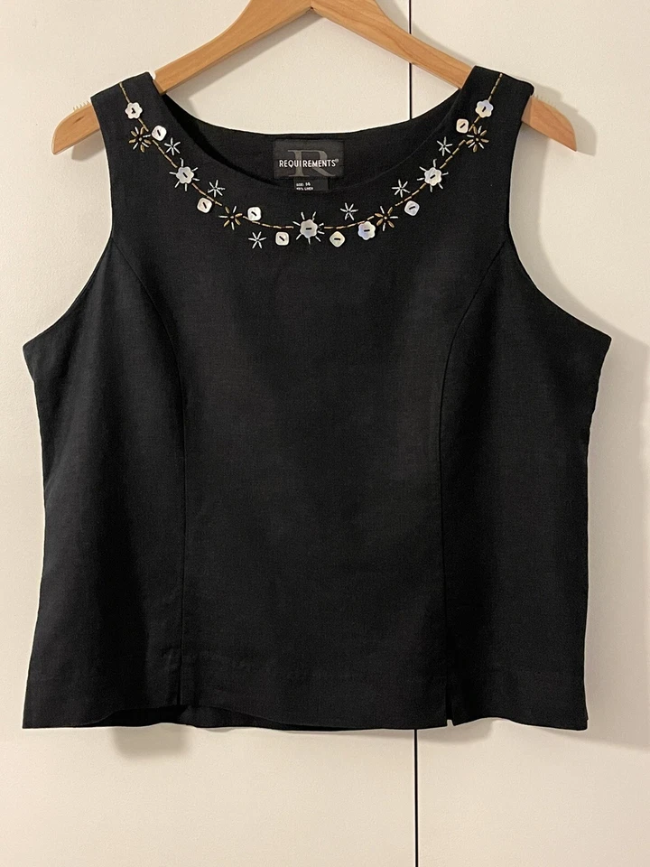 Requisitos Conjunto de 2 Falda Top y Falda Midi Mezcla Lino Adornada Talla 12/14 Foto 3 de 4