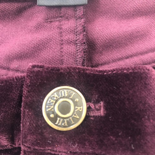 Ralph Lauren Velvet Jeans Pants Size 4 Black Label Straight Leg Preppy Burgundy - Picture 5 of 11