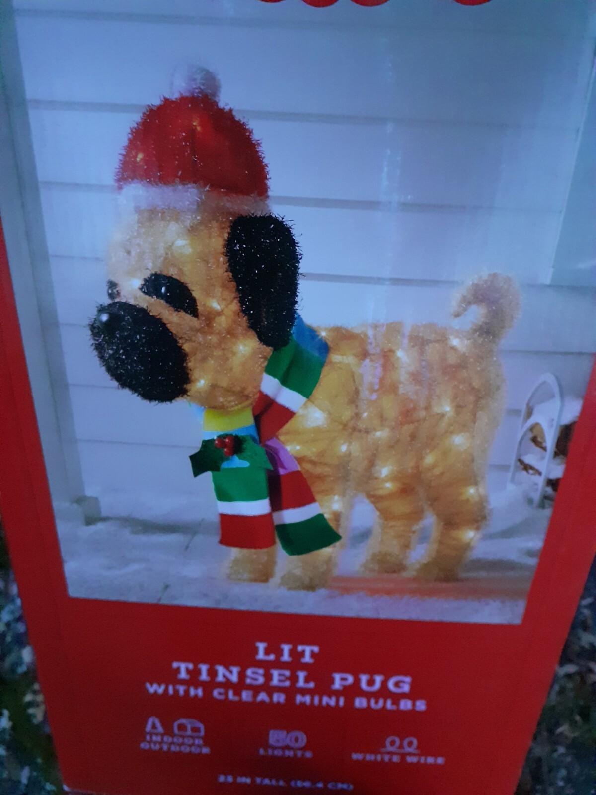 Lit Tinsel Pug 23" Indoor Outdoor Christmas Dog Light Yard Statue eBay
