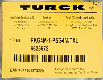 キャンパス 31235 TURCK ACTUATOR/SENSOR CABLE, 6625672, 1M (NEW) PKG4M-1-PSG4M