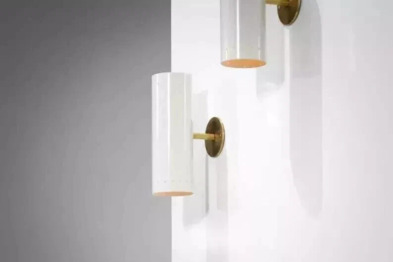 Italian Brass Wall Scone - cylinder style light - Vanity Light - Italian light - Image 4 of 4