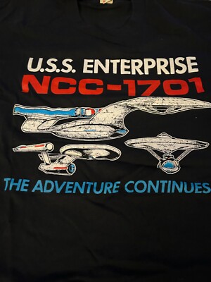 VINTAGE-STAR TREK-U.S.S. ENTERPRISE NCC-1701-TSHIRT-BLACK-SIZE L