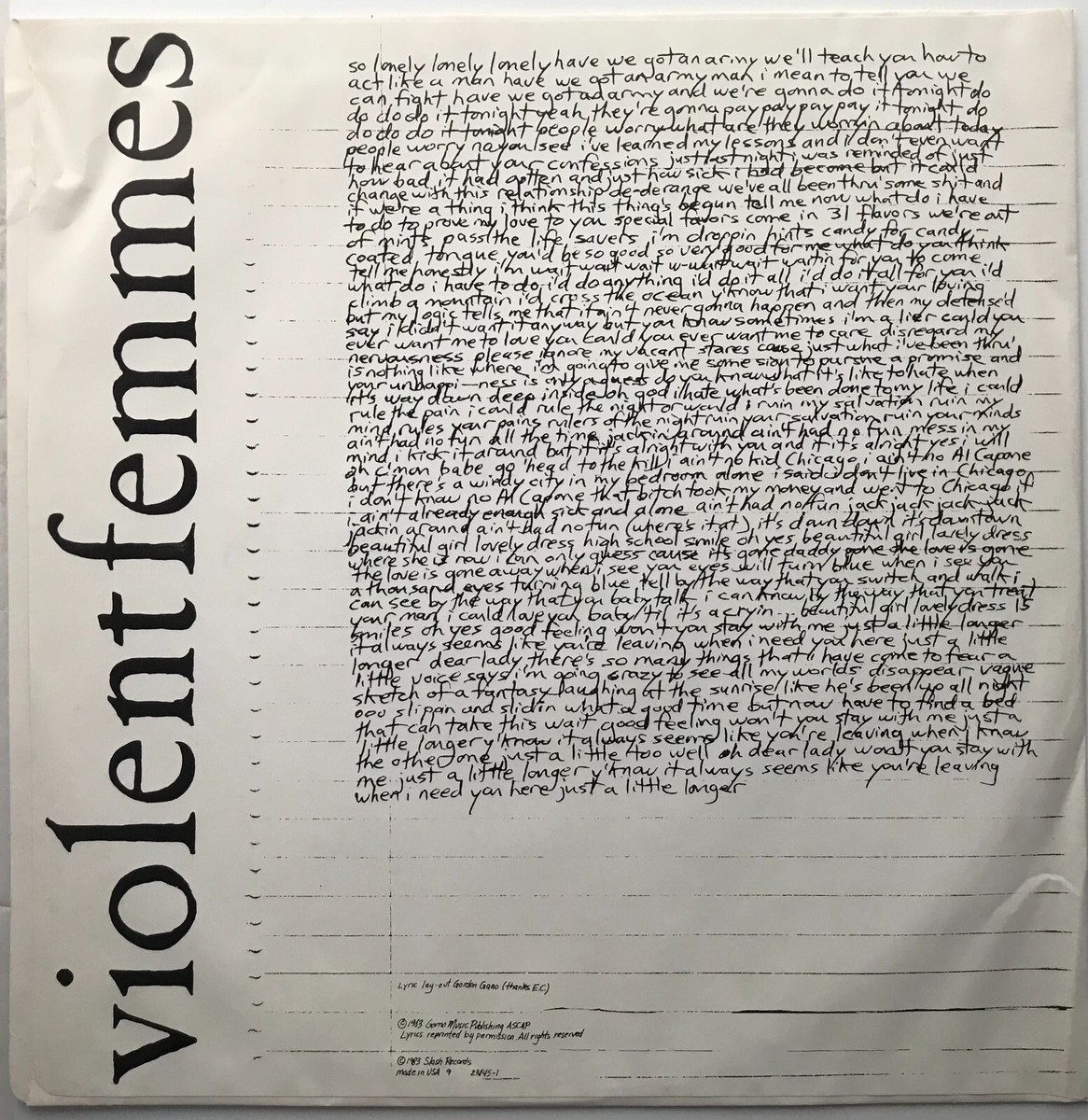 violent femmes 1983年リリース 180g重量盤 Amazon.com: Violent