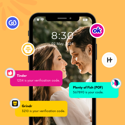 Phone Number for Tinder/Grindr/POF/Bumble Dating Verification Codes, OTP, No SIM - 第 1/3 張圖片