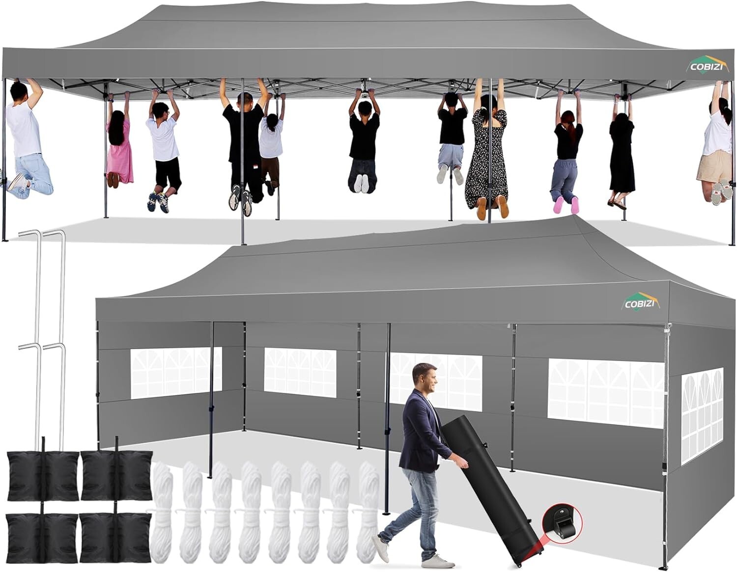 COBIZI 10x30 Pop up Heavy Duty Commercial Canopy Tent for Parties Outdoor Tent