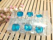 Teal Blue Crystal Rhinestone Shower Curtain Hooks Rings , 12PCS Double Hook