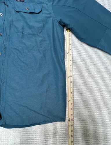 Wrangler Outdoor Button Up Mens XL Shirt 2 Pocket Teal Green Long Sleeve - Picture 7 of 9