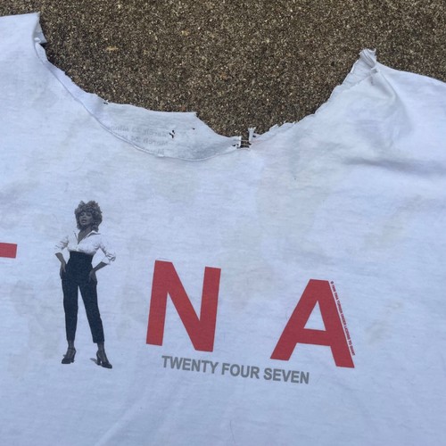 Vintage 90s Reworked Thrashed Tina Turner Twenty Four Seven Concert Tee Sz 2XL - Picture 3 of 6