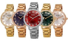 Women's Burgi BUR269 Quartz Swarovski Crystal Clover Markers Link Bracelet Watch