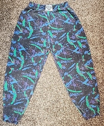 Vintage International BAGGYZ Parachute Gym Pants 80s Color Splash Sz XL USA MADE - Picture 2 of 19