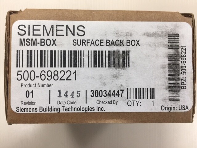 New in Box - Siemens MSM-BOX 500-698221 Red Alarm Surface Back Box New in Box - Siemens MSM-BOX 500-698221 Red Alarm Surface Back Box