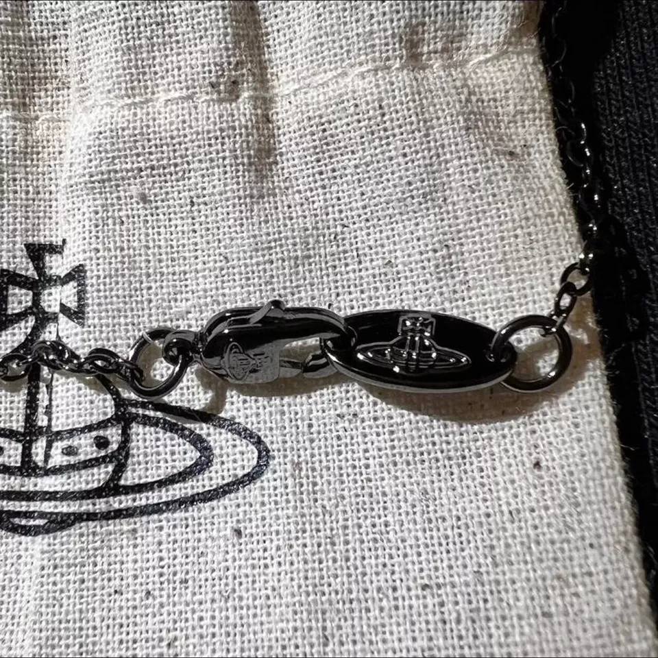 Authentic Vivienne Westwood Black Silver Bat 3D Orb Necklace Chain - Image 4 of 4