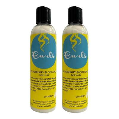 2 Pack Curls Blueberry & Coconut Hair Milk Leave in Conditioner 8 oz Moisturize