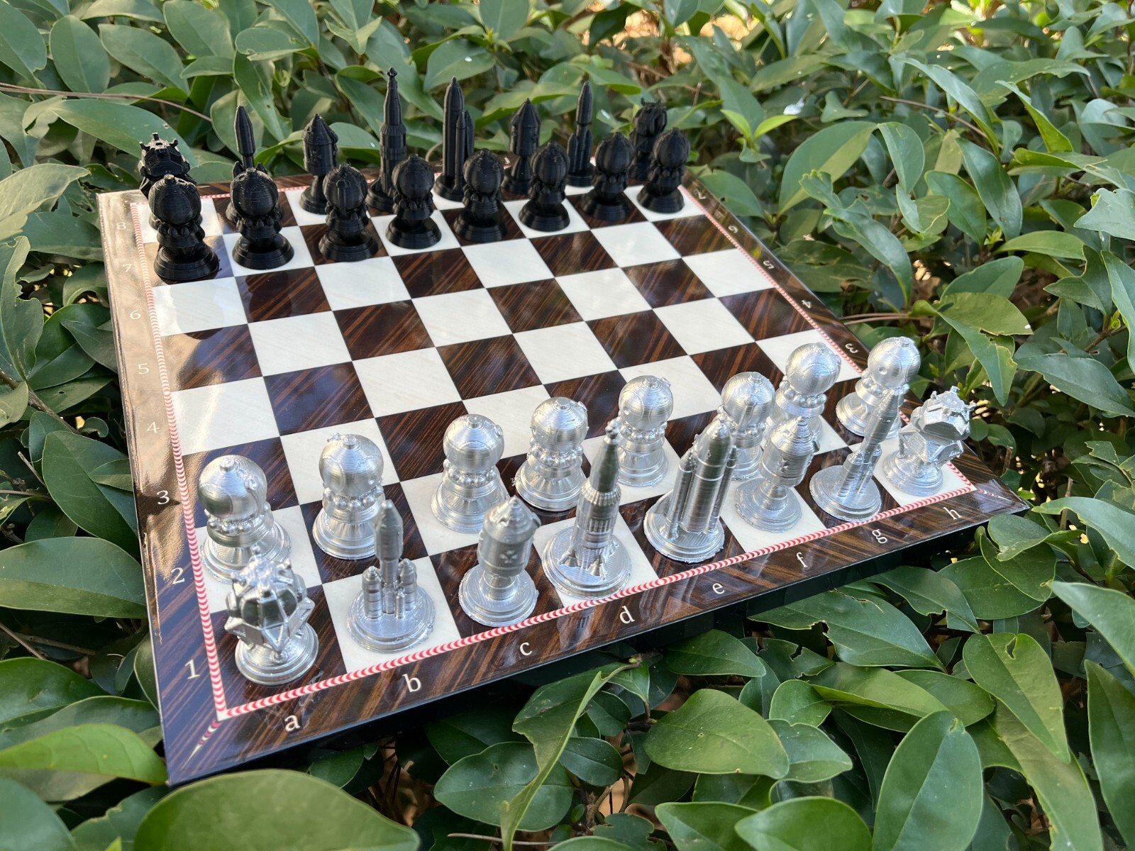Space Race Chess Set w Handmade Chess Board - Cold War Chess -Rocket ...