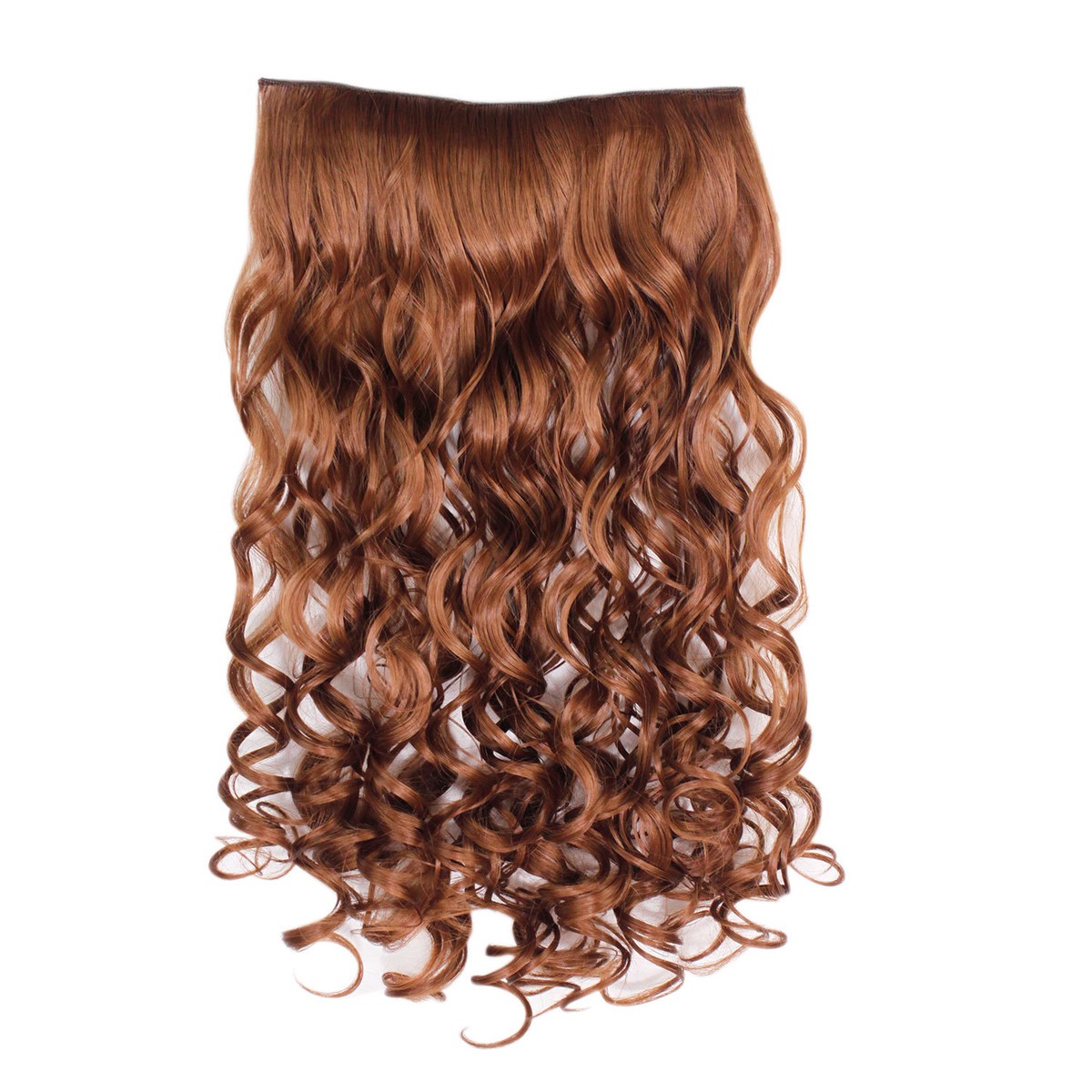 Clip In One Piece Hair Extension Chestnut Brown Wavy Curly 23