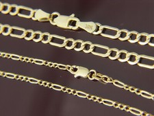 Collar cadena Figaro oro 10k 4mm y 2,25mm oro real