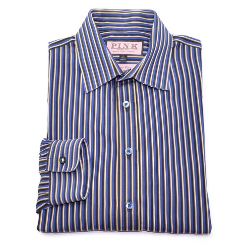 Men PINK by Thomas Pink Super Slim Shirt 15 x 34 / Eu 38 Striped Cotton Modern