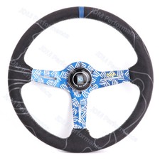 Blue Nd 350mm14 Nardi Ultra Deep Dish Suede Racing Car Sport Steering Wheel