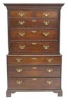 Antique Chest-on-Chest, English Georgian Period, Oak, Cornice, 8 Drawers, 1700s!
