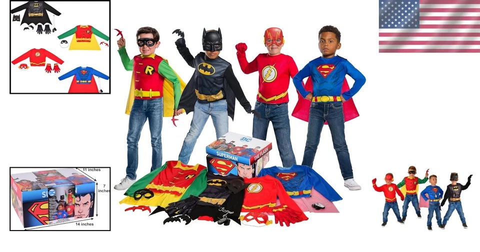 Colección completa de disfraces de superhéroe de 21 piezas en baúl reutilizable de DC Comics Foto 2 de 4