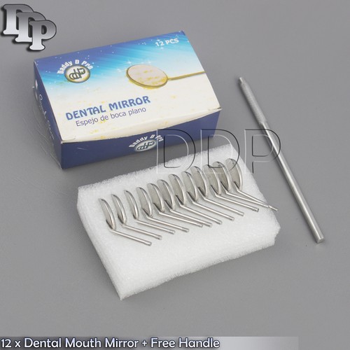 Lot De 12 Têtes De Miroir Dentaire #5 à Cône Lisse + Manche Gratuit - Premium CYNAMED