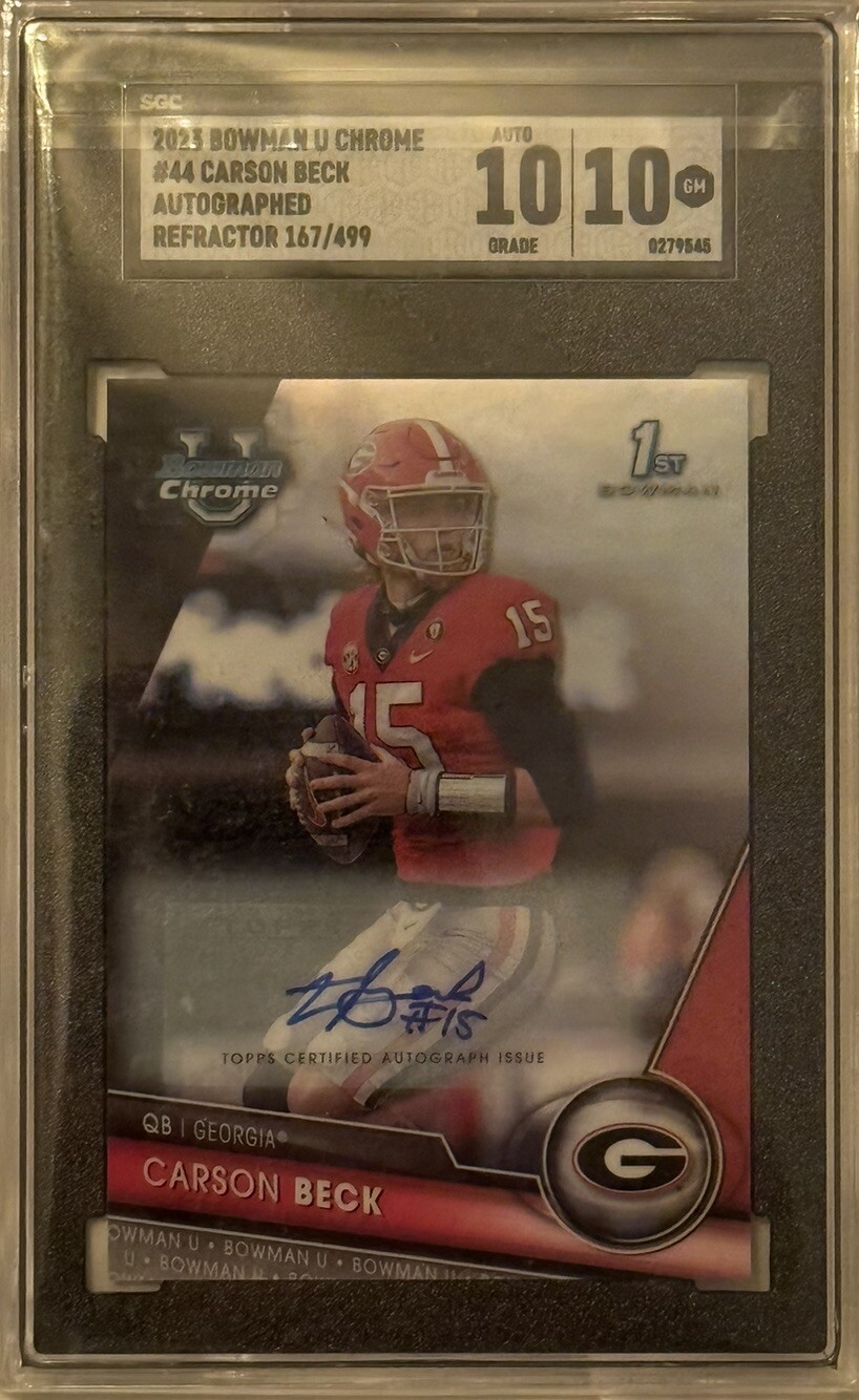 Carson Beck 2023 Bowman U Chrome 1st Auto REFRACTOR 167/499 SGC 10 GEM MINT UGA