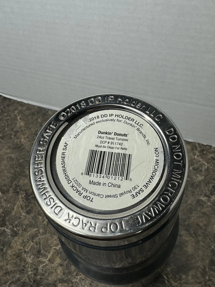 RARO Dunkin Donuts 24oz Vaso Gris Taza de Viaje Acero Inoxidable Edición Limitada Foto 4 de 4