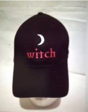 Adult Witch Black Cap Hat Adjustable Black Half Moon Crescent NWT- WICCAN-OSFM