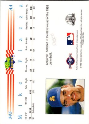1992 Classic Best #345 Mike Piazza NearMint/Mint | eBay