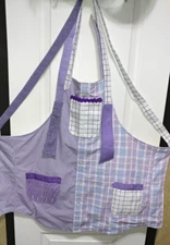 Adult Chefs 3-Pockets Full Front Reversable Apron Purple/Plaid Brand-Five Four