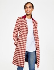 Boden Eastbourne Coat Wool Red/ivory Size Uk 12p Brand New T0215  C3