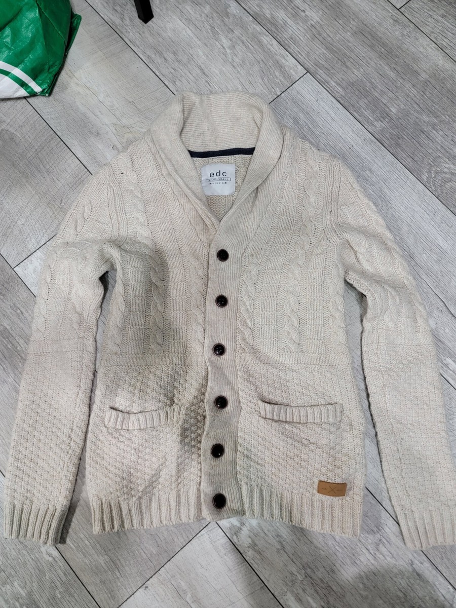 EDC Espirit Melange Oatmeal Chunky Wool Blended Button Cardigan