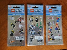 Lot of 3 Lego City Metal Stickers: Fireman, Police, and Construction workers