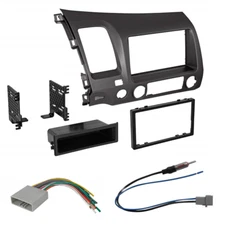 Car Radio Stereo Single 2 Din Taupe Dash Kit Harness for 2006-2011 Honda Civic