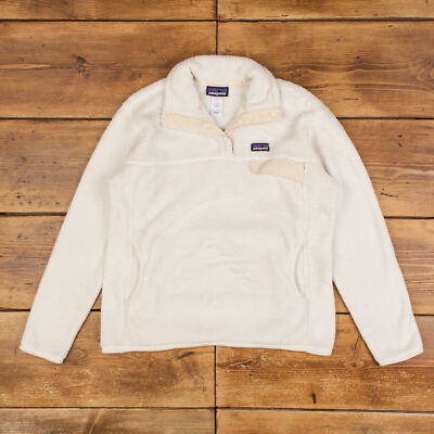 Vintage Patagonia Outdoorjacke L Snap T Fleece weiß Damen Druckknopf