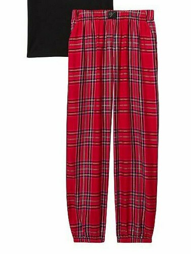 Maglietta jama jogger in flanella a quadretti S nera salotto sonno PJ'S Victorias Secret - Foto 5 di 11