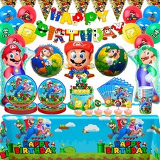123 Pcs Super Mario Geburtstag Deko Super Mario Kinder Party Deko Teller Ballon