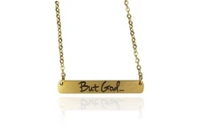 FashionJunkie4Life "But God..." Gold Plated Stainless Steel Bar Pendant Necklace