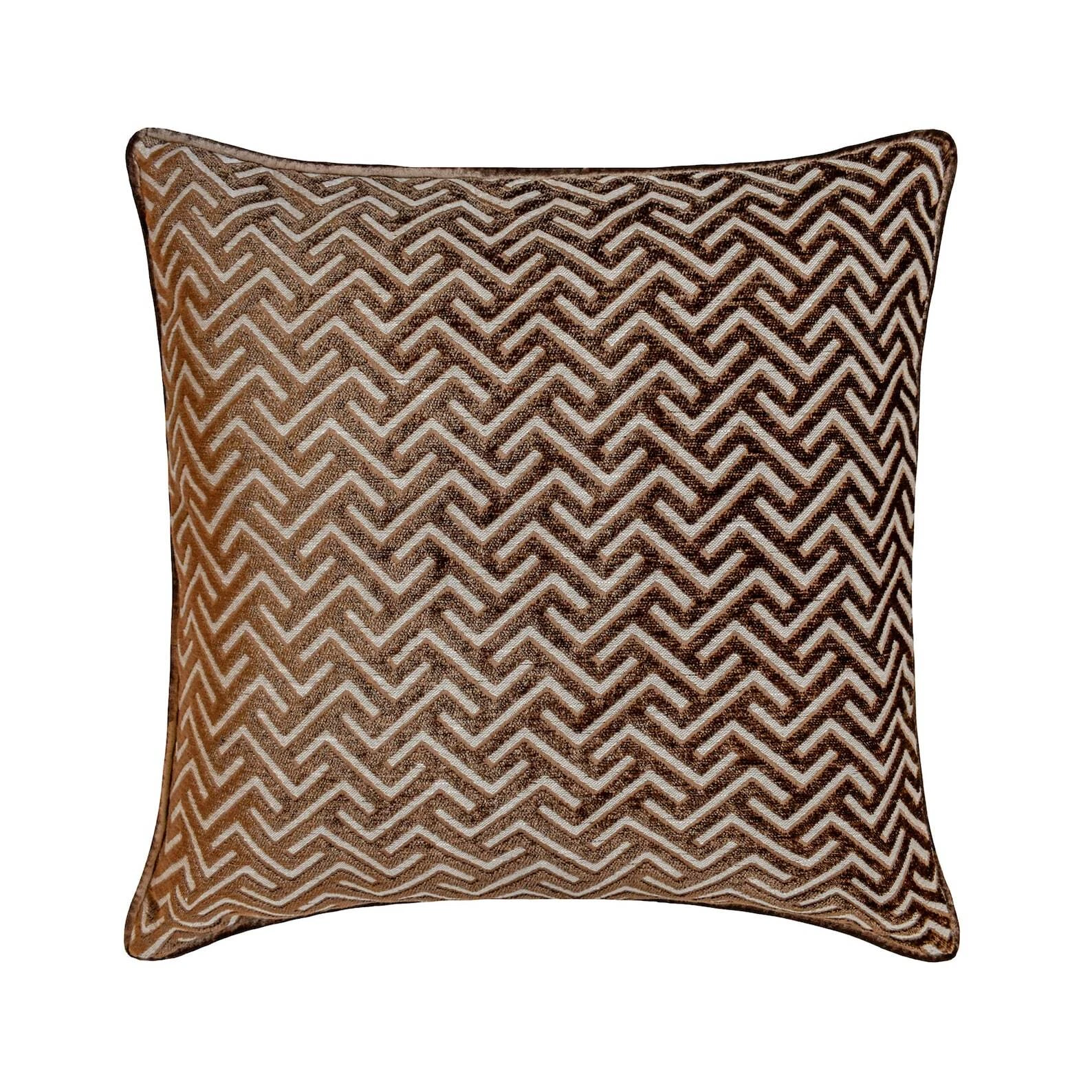 Brown Velvet Chevron 16"x16" Throw Pillow Cover - Chevron Locked