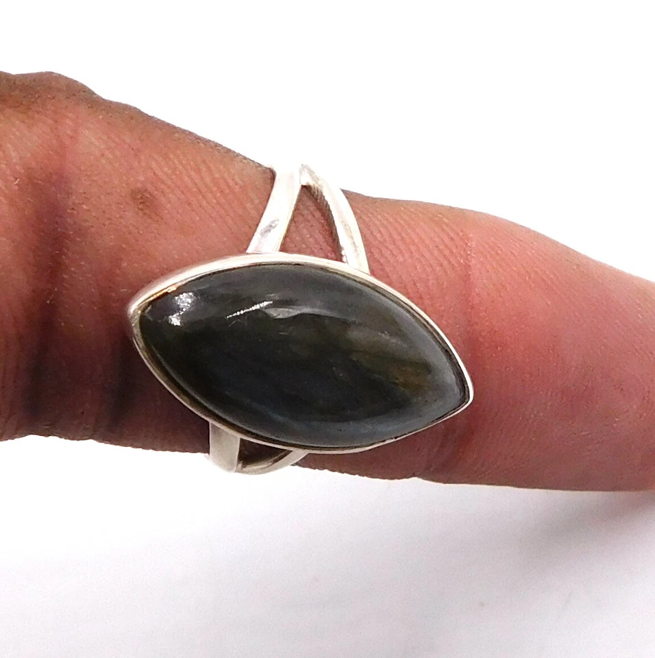 Anello In Argento Sterling 925 Con Labradorite Naturale Taglia 8.5 US M-744 - Immagine 3 di 4