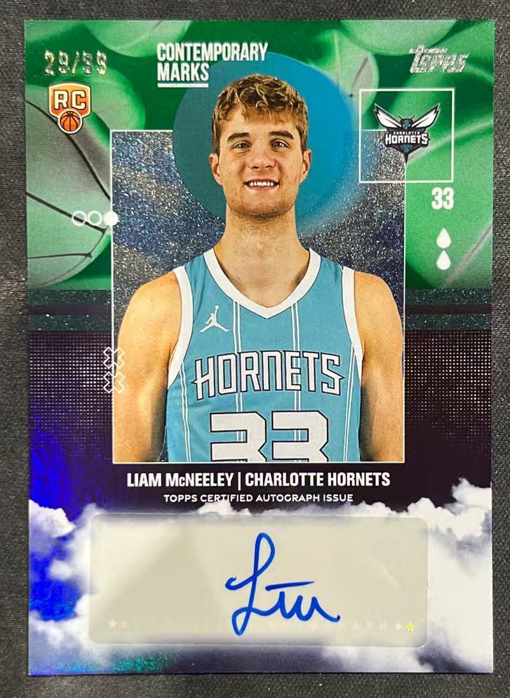 Liam McNeeley 2025-26 Topps 29/99 Auto Green Contemporary Marks RC #CM-LM