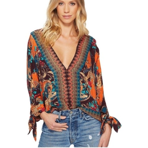 Free People Catch me if you can mehrfarbiges Bohemian-Damentop Medium