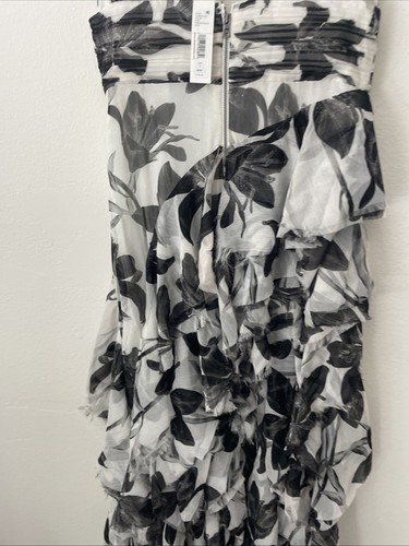 Alice + Olivia Holly MAXIKLEID HOCH NIEDRIG RÜSCHEN GEBLÜMT SCHWARZ WEISS NEU MIT ETIKETT $ 795 UVP - Bild 14 von 16