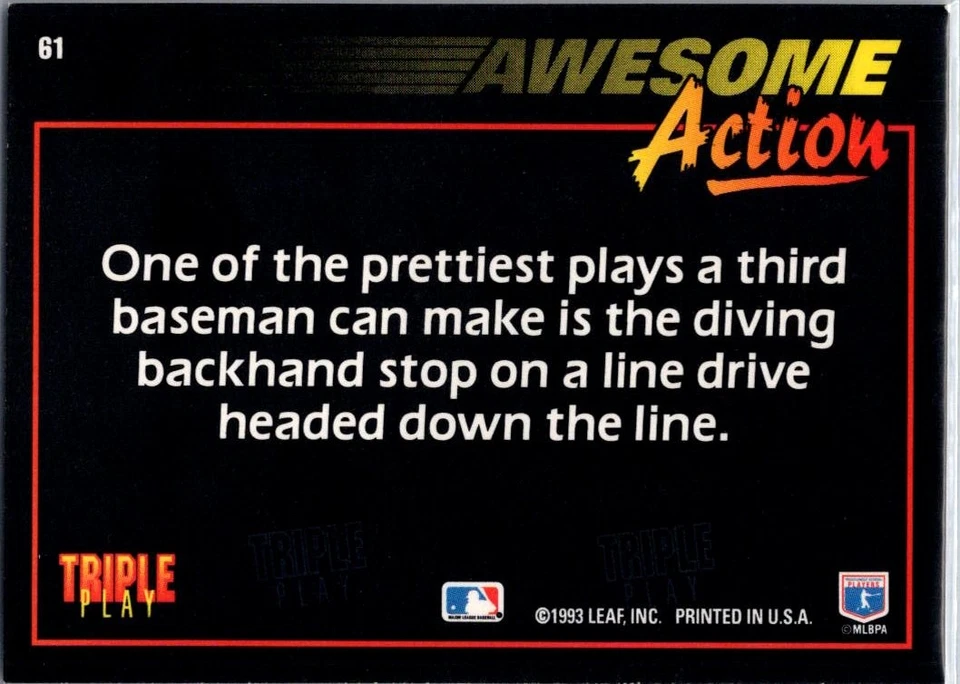 1993 Triple Play Ken Caminiti #61 Houston Astros - Image 2 of 2