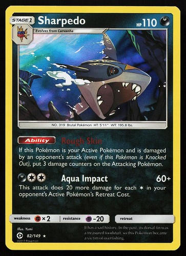 Sharpedo 82/149 Holo Rare Sun & Moon Base Set Pokemon Card