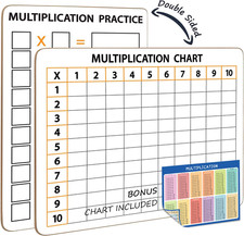 Dry Erase Multiplication Chart Whiteboard 9" x 12" Multiplication Table Double S